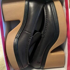 Black Leather Platform Loafers